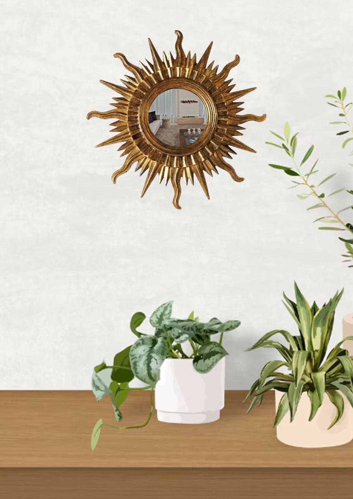Sun Wall Mirror – Handmade Bronze