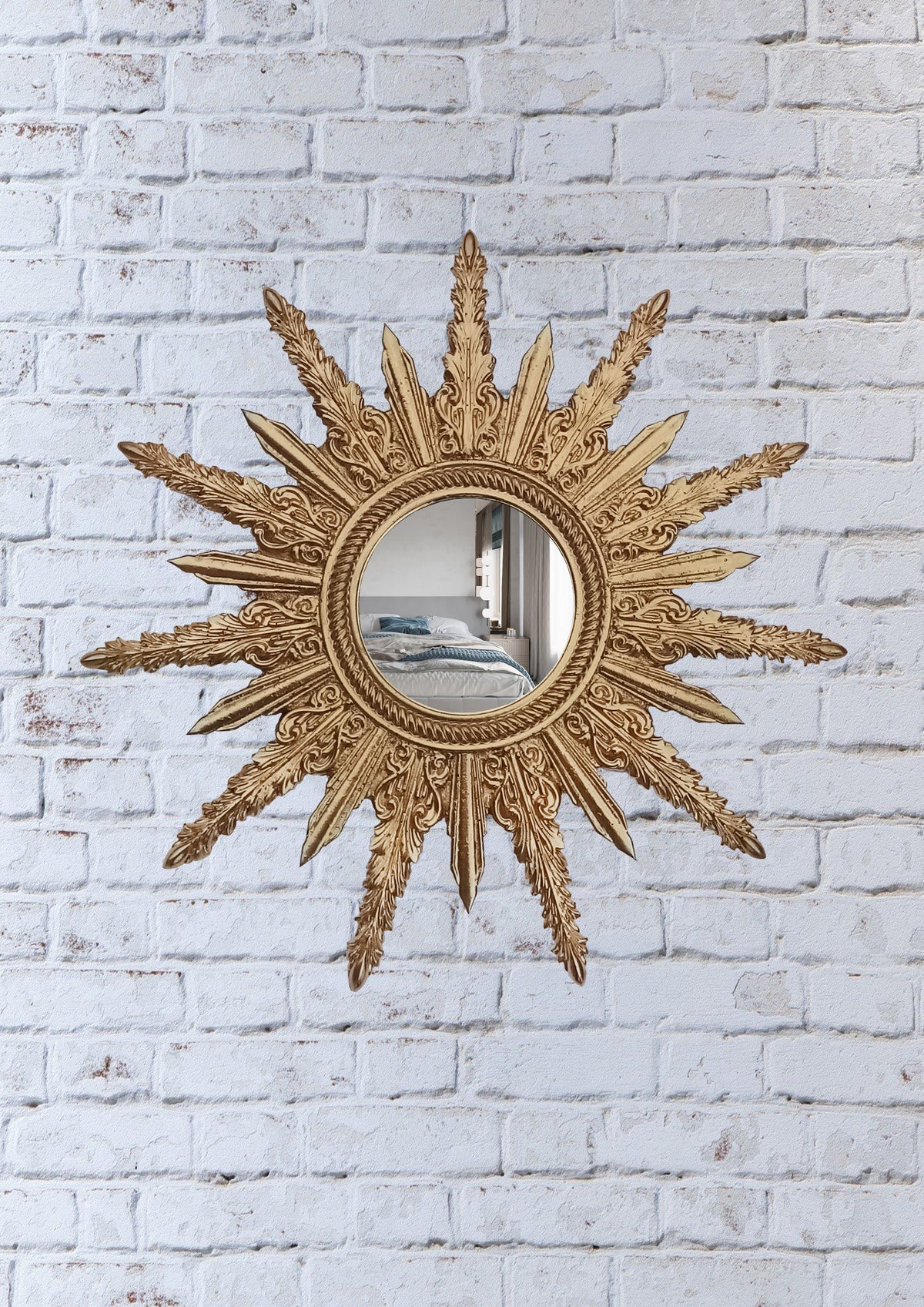 Gold Sunburst Mirror – Handcrafted Vintage Wall Décor