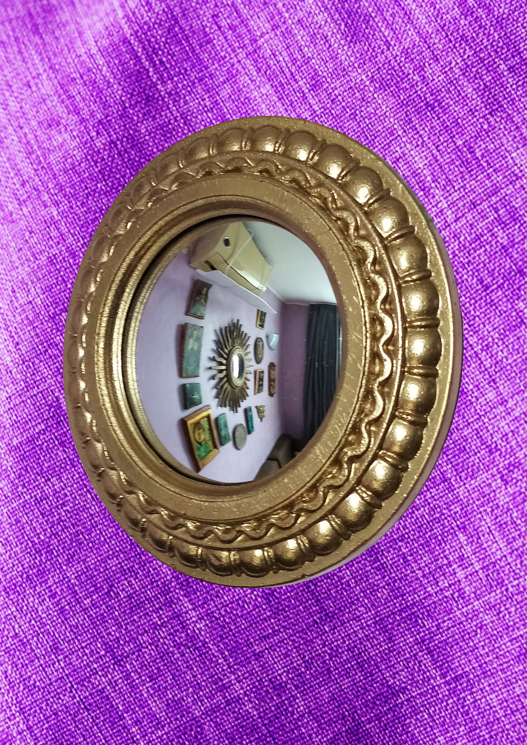 Golden Scalloped Witch's Eye Mirror — Handcrafted Mystical Wall Decor
