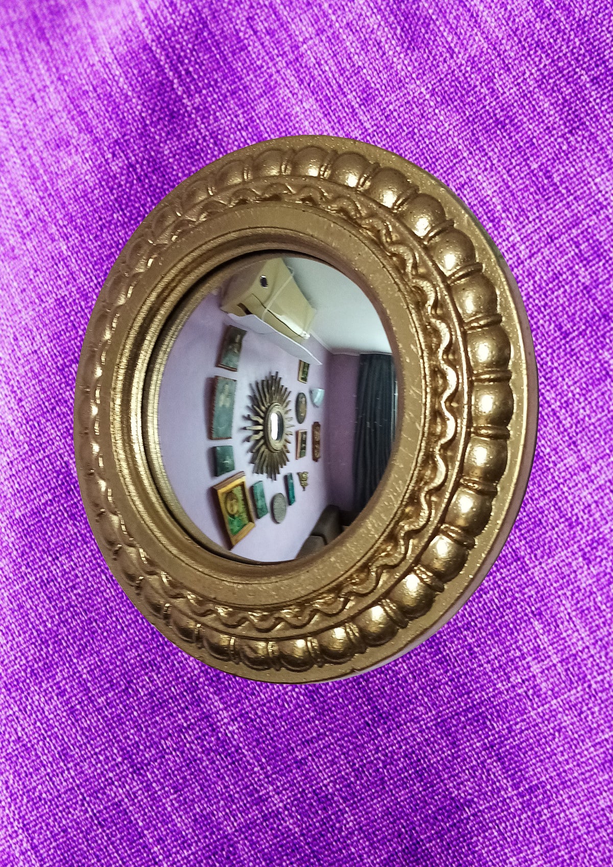 Golden Scalloped Witch's Eye Mirror — Handcrafted Mystical Wall Decor