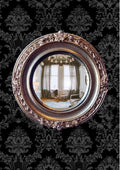 Golden Witch's Eye Convex Mirror – aged gold resin frame, handmade gothic wall decor