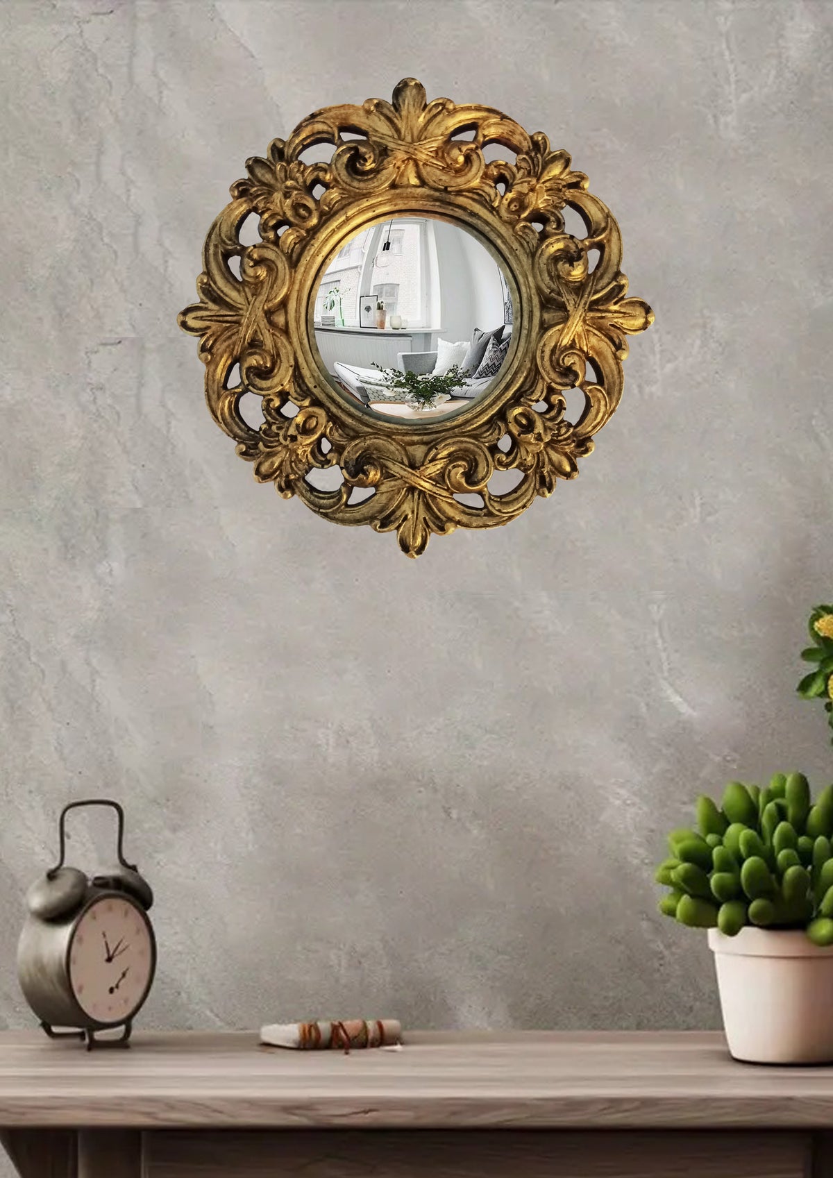 Bronze Baroque Witch's Eye Convex Mirror — Handcrafted Mystical Wall Decor