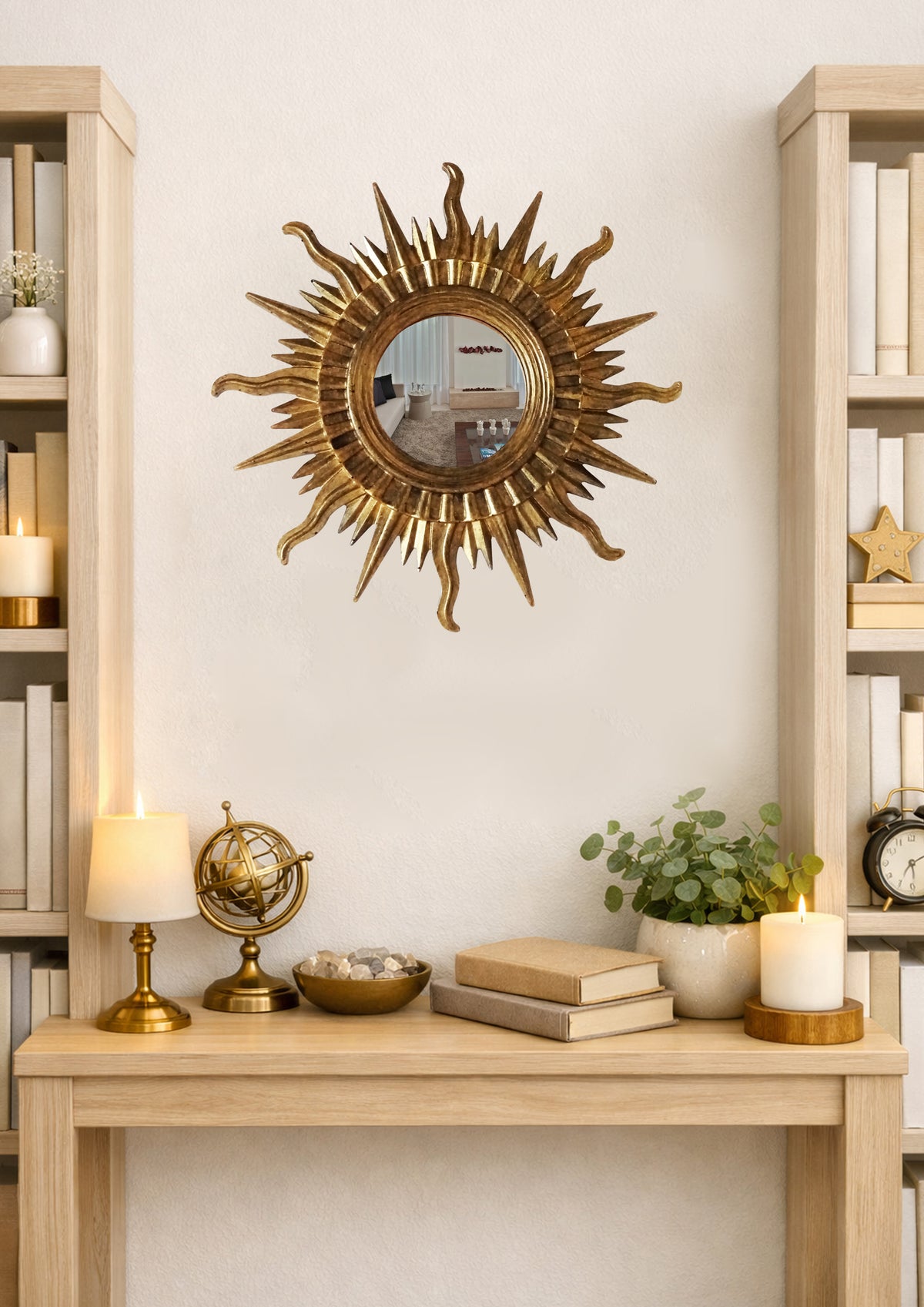 Sun Wall Mirror – Handmade Bronze