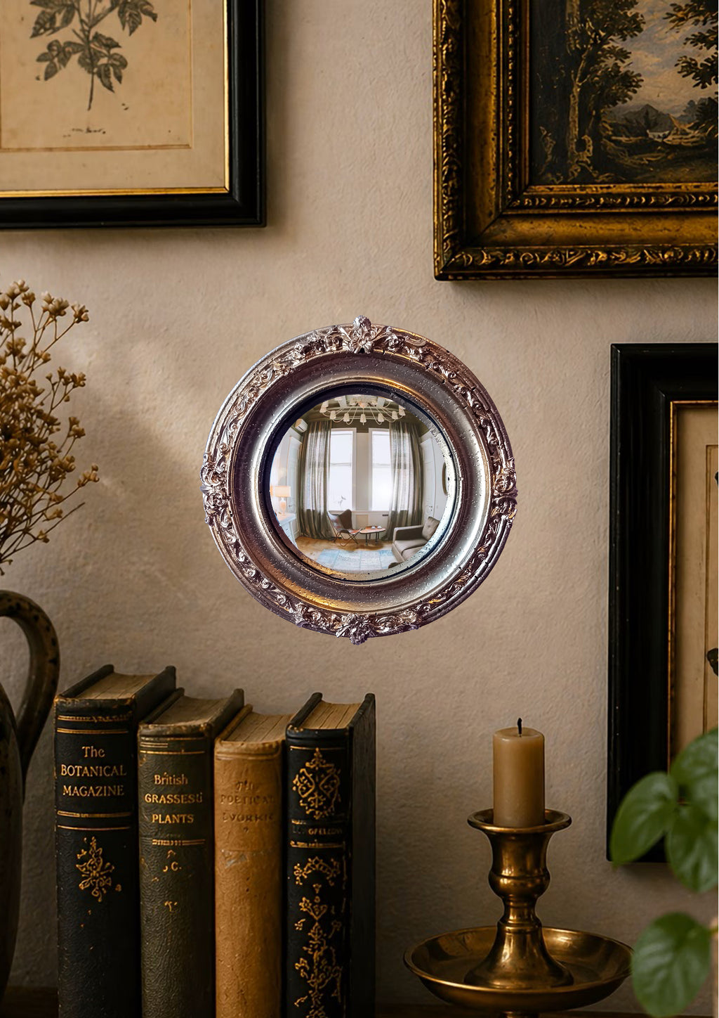 Golden Witch's Eye Convex Mirror — Mystical Gothic Wall Decor