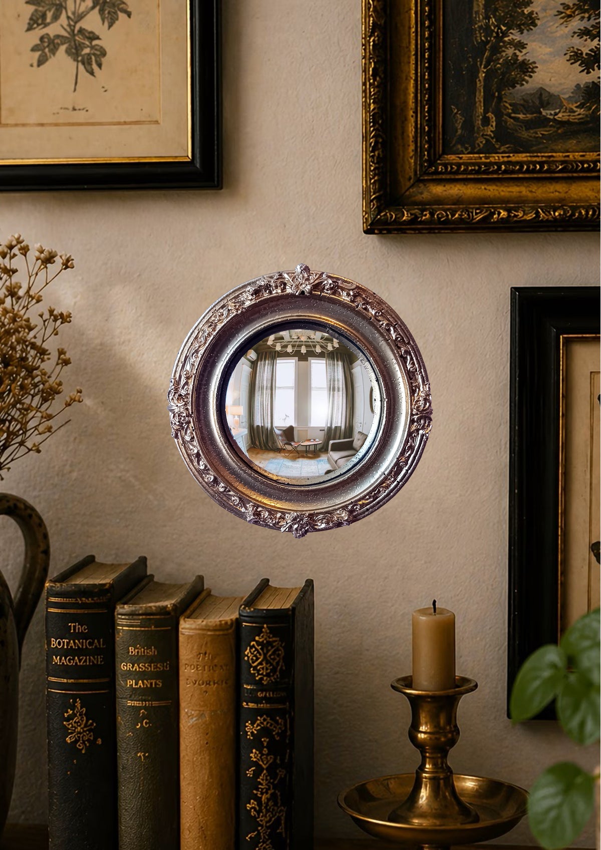 Golden Witch's Eye Convex Mirror — Mystical Gothic Wall Decor