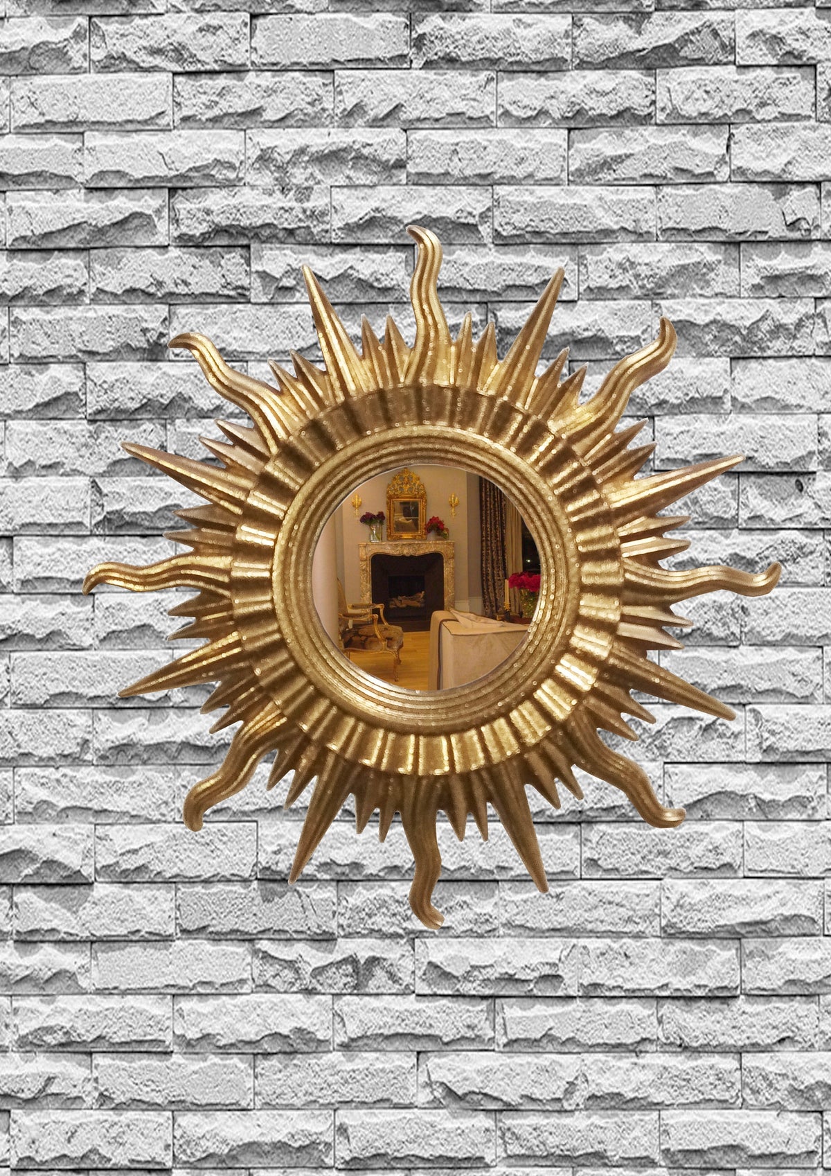 Sun Wall Mirror – Gold Art Deco
