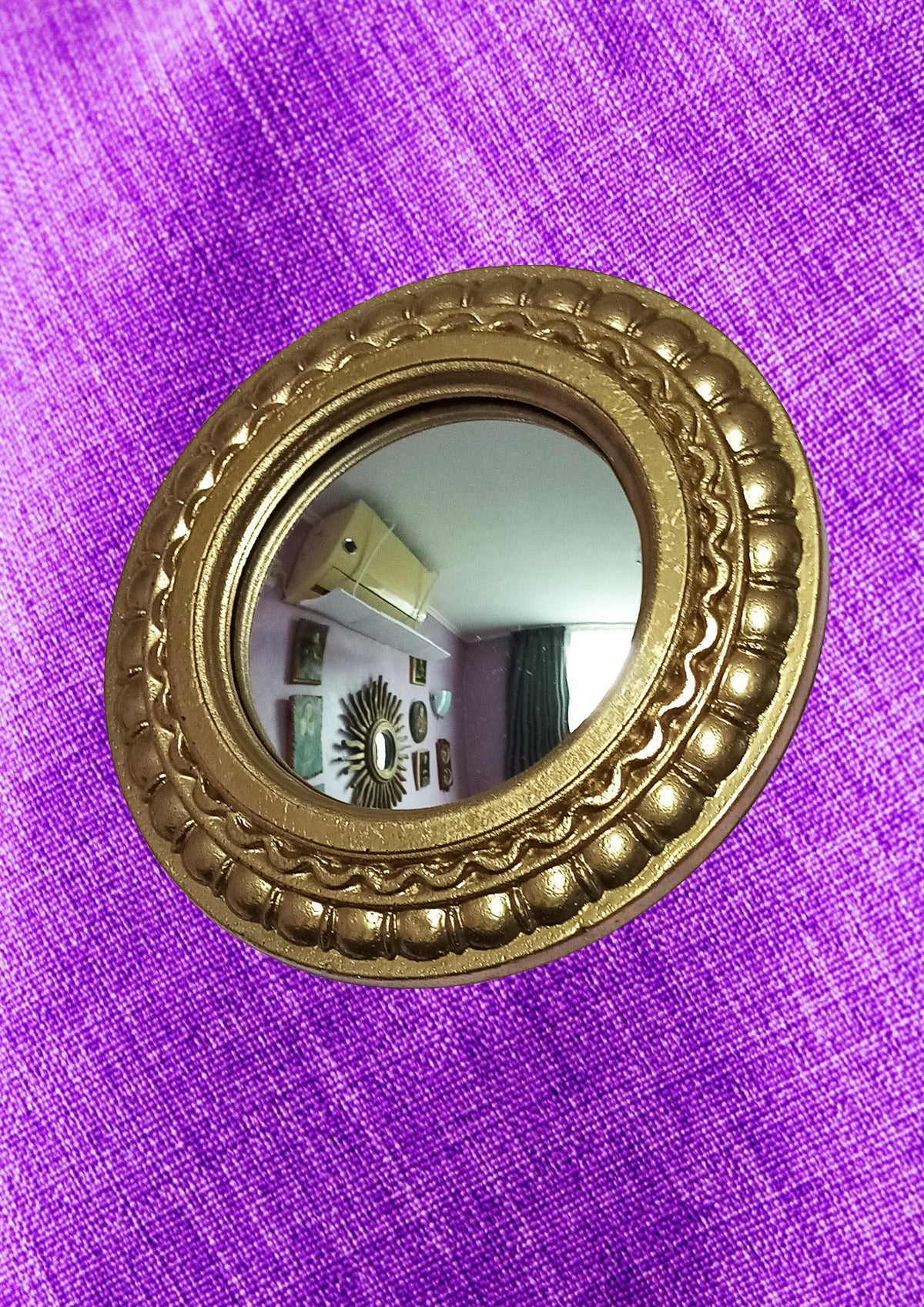 Golden Scalloped Witch's Eye Mirror — Handcrafted Mystical Wall Decor