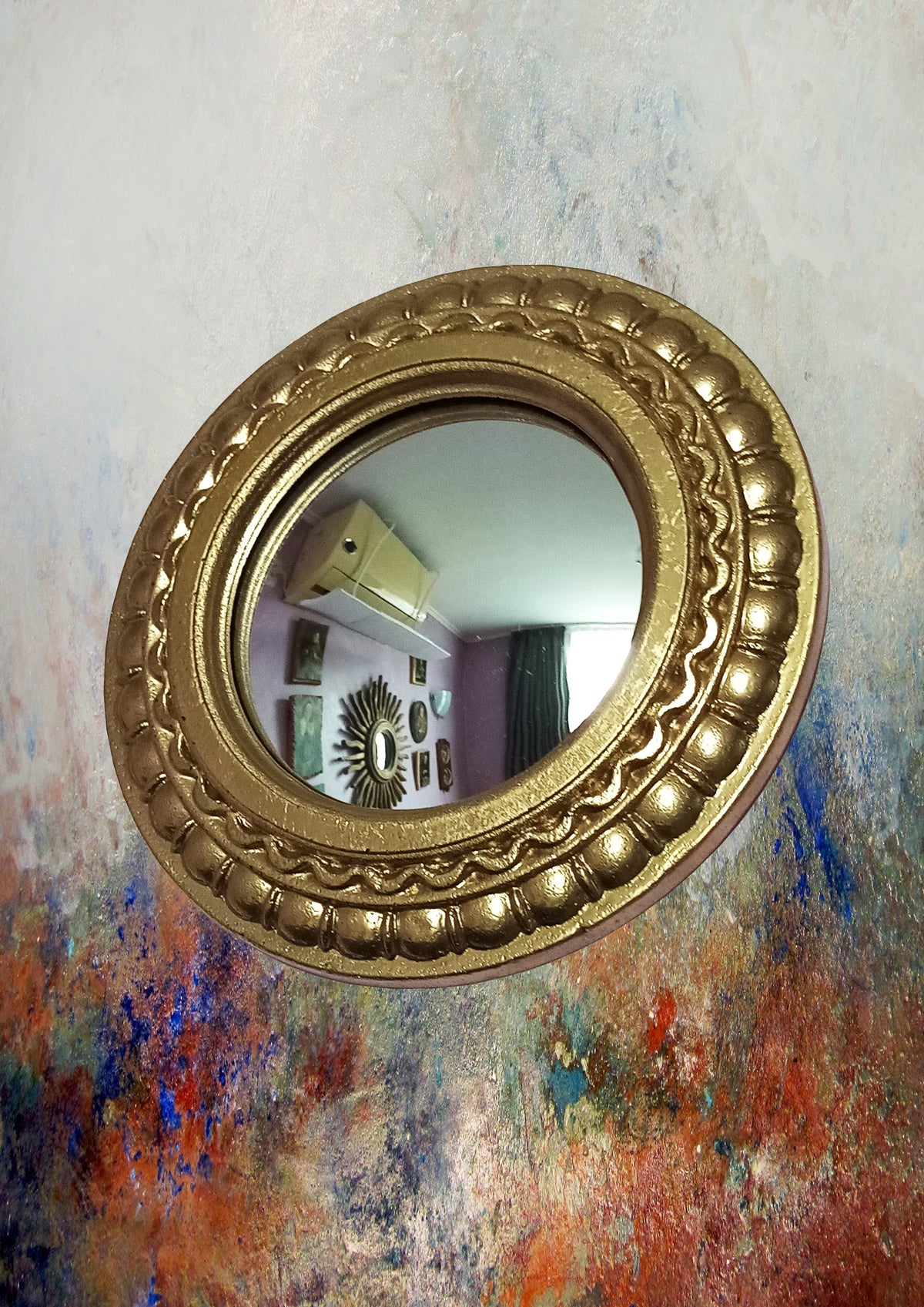 Golden Scalloped Witch's Eye Mirror — Handcrafted Mystical Wall Decor