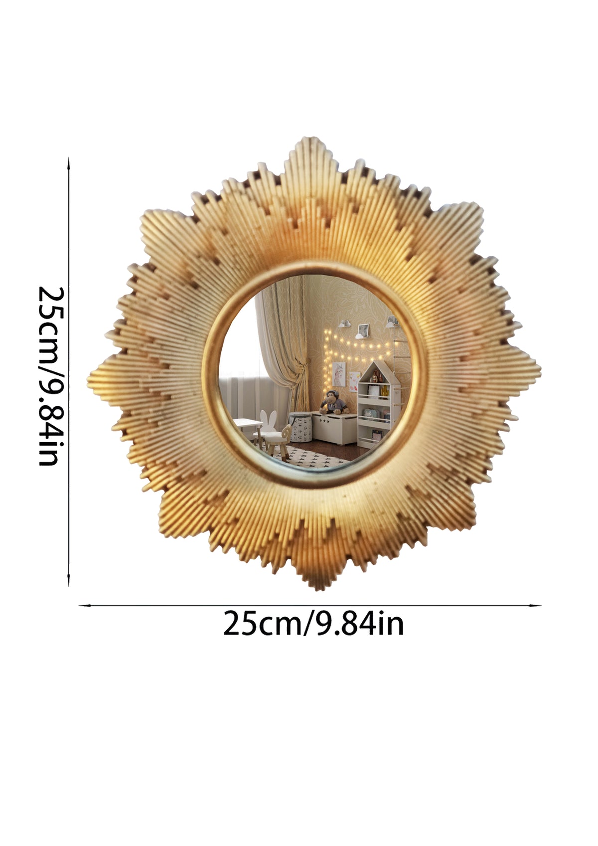 Gold Patina Sunburst Mirror – Handmade Epoxy Resin Wall Décor