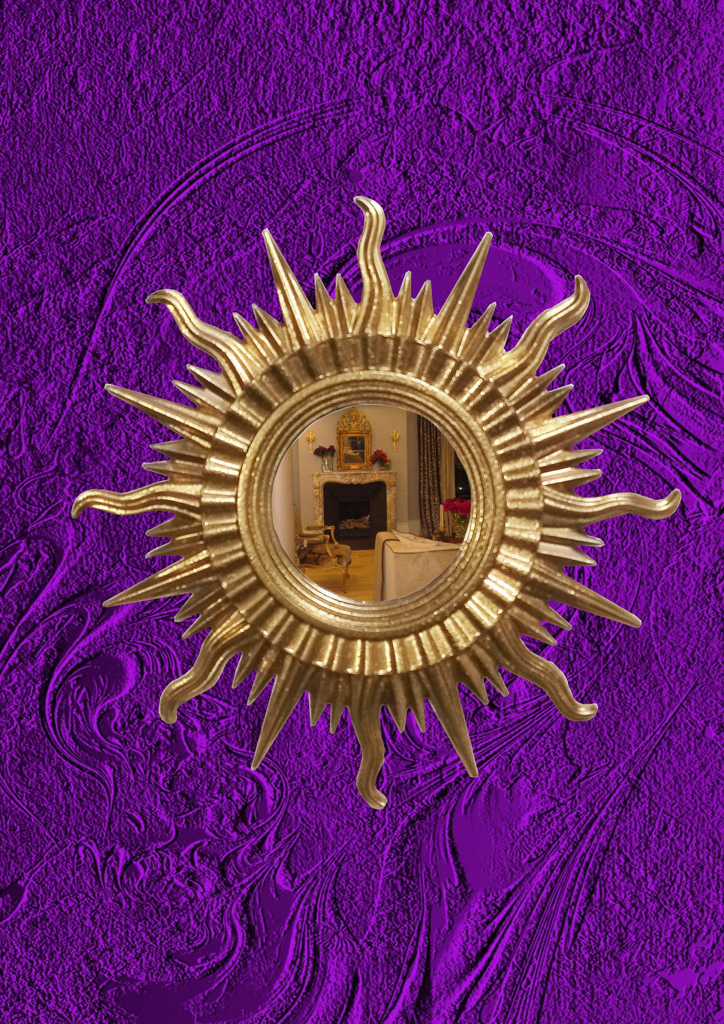 Sun Wall Mirror – Gold Art Deco