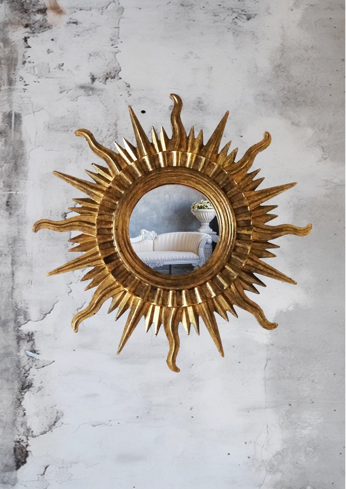 Sun Wall Mirror – Handmade Bronze