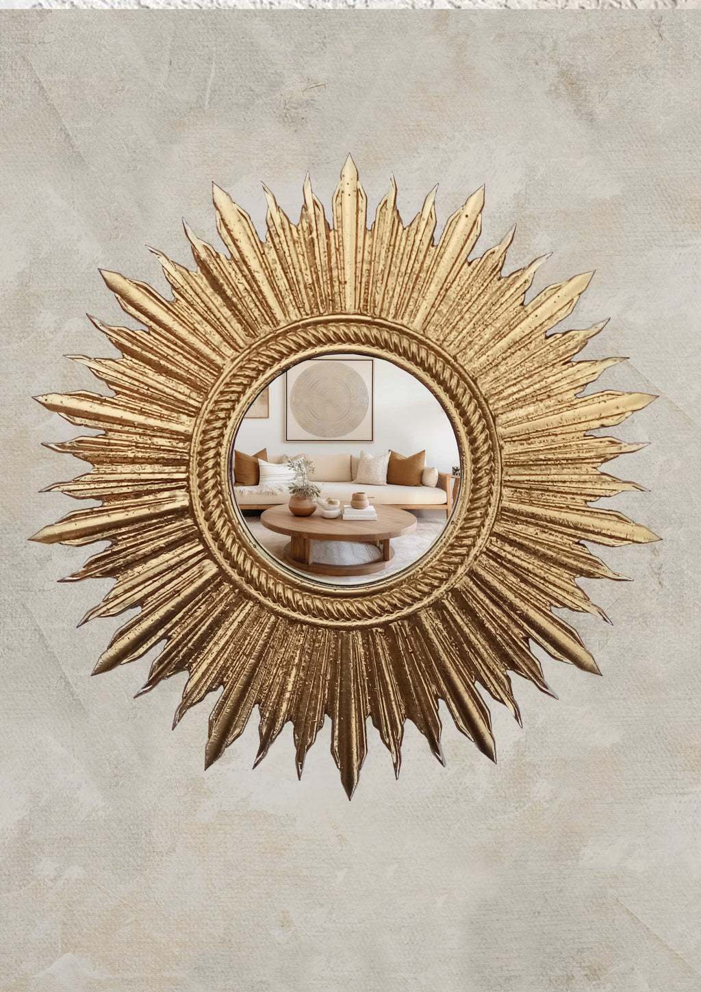 Gold Leaf Sunburst Mirror – Handmade Celestial Wall Décor