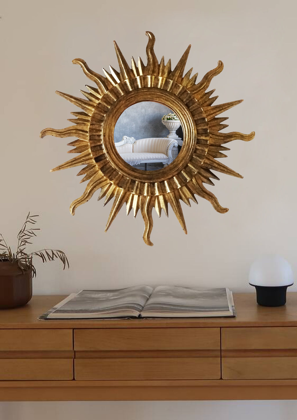 Sun Wall Mirror – Handmade Bronze