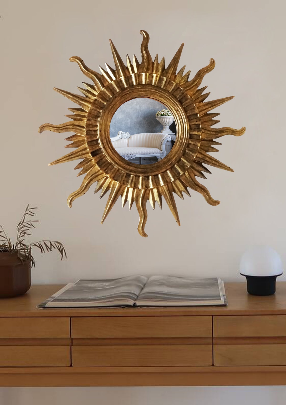 Sun Wall Mirror – Handmade Bronze