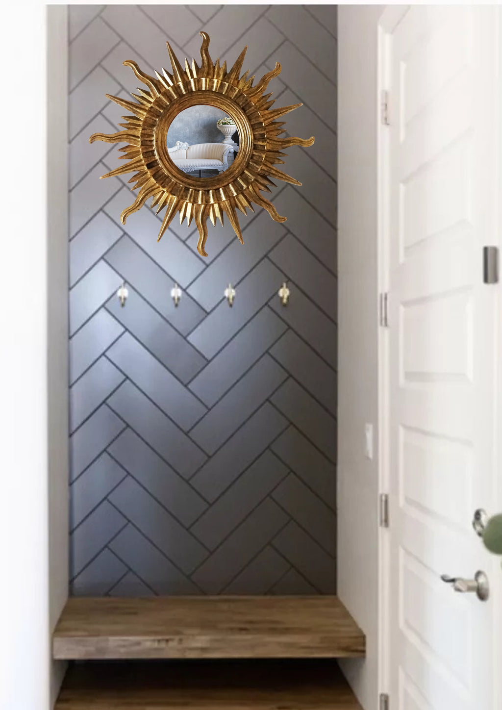 Sun Wall Mirror – Handmade Bronze
