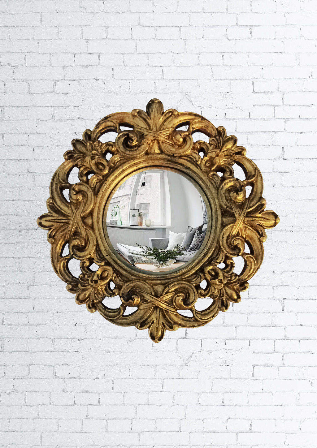 Bronze Baroque Witch's Eye Convex Mirror — Handcrafted Mystical Wall Decor