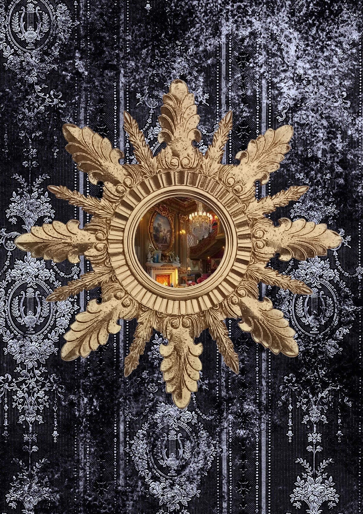 Handmade Gold Sunburst Mirror — Vintage Art Deco Wall Decor 37 cm