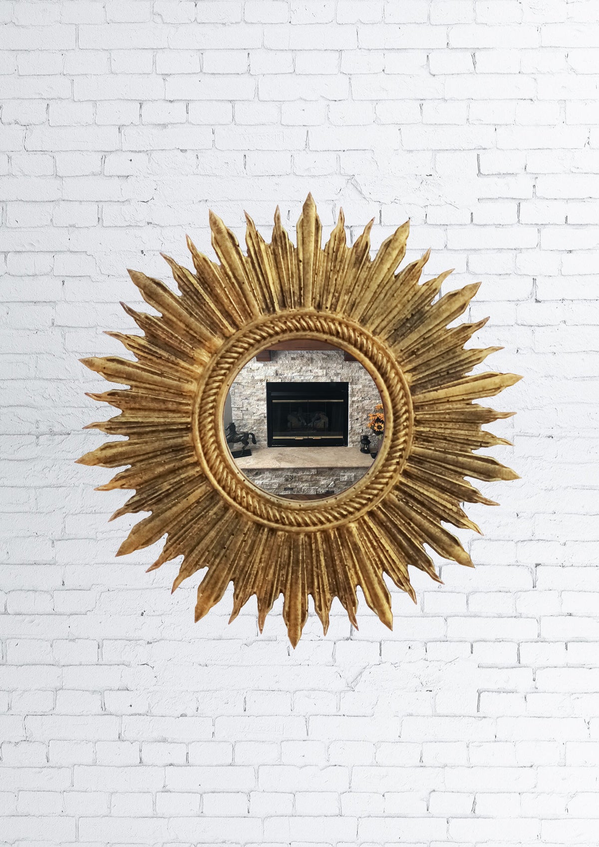 Bronze sunburst mirror handmade vintage wall décor