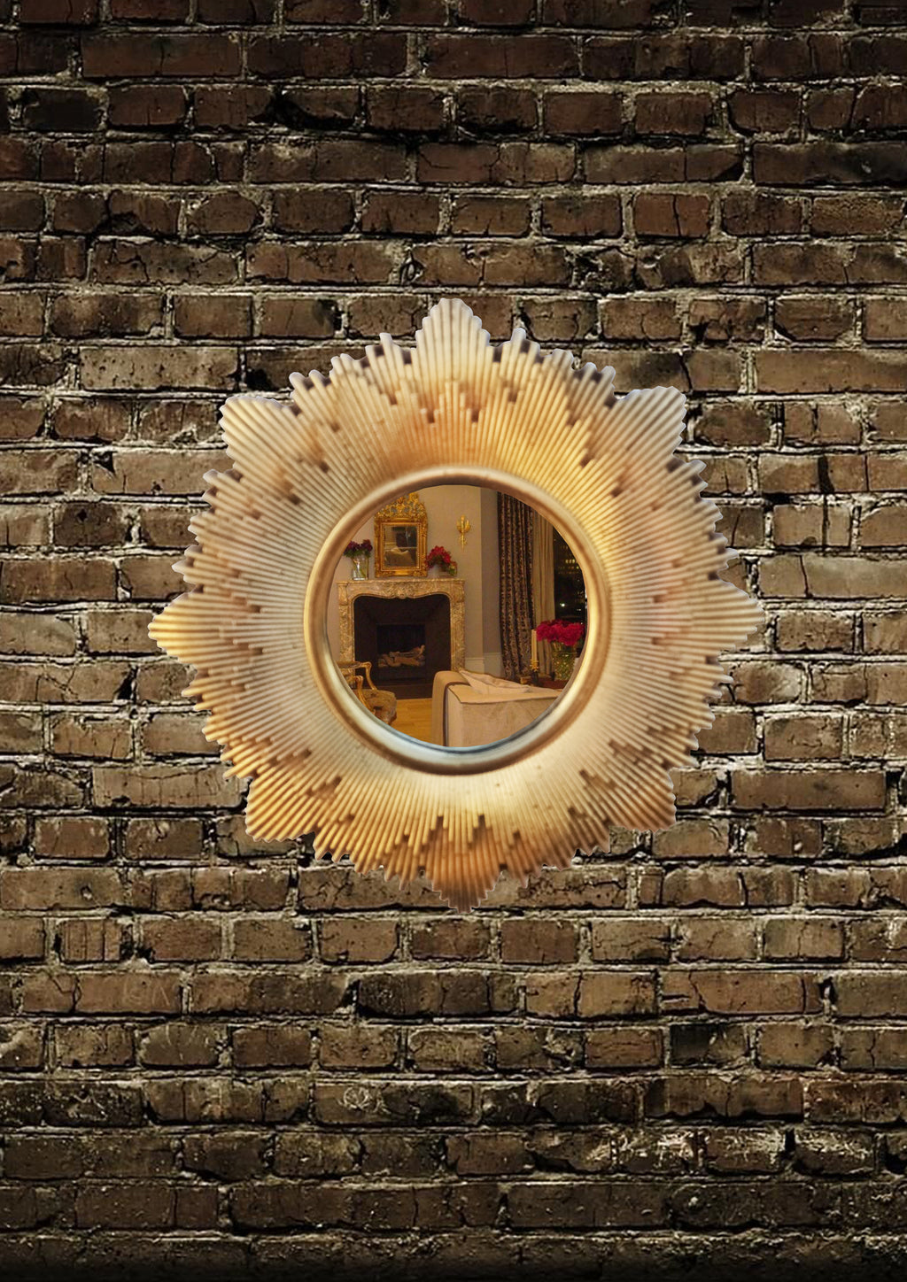 Gold Patina Sunburst Mirror – Handmade Epoxy Resin Wall Décor