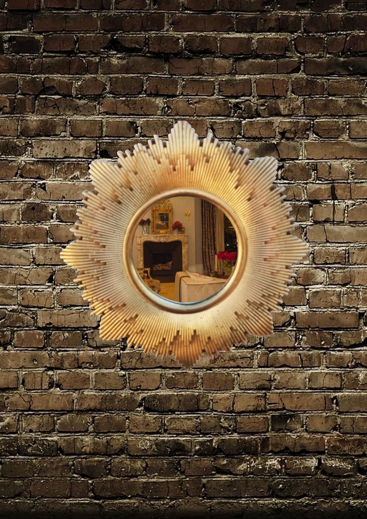 Gold Patina Sunburst Mirror – Handmade Epoxy Resin Wall Décor