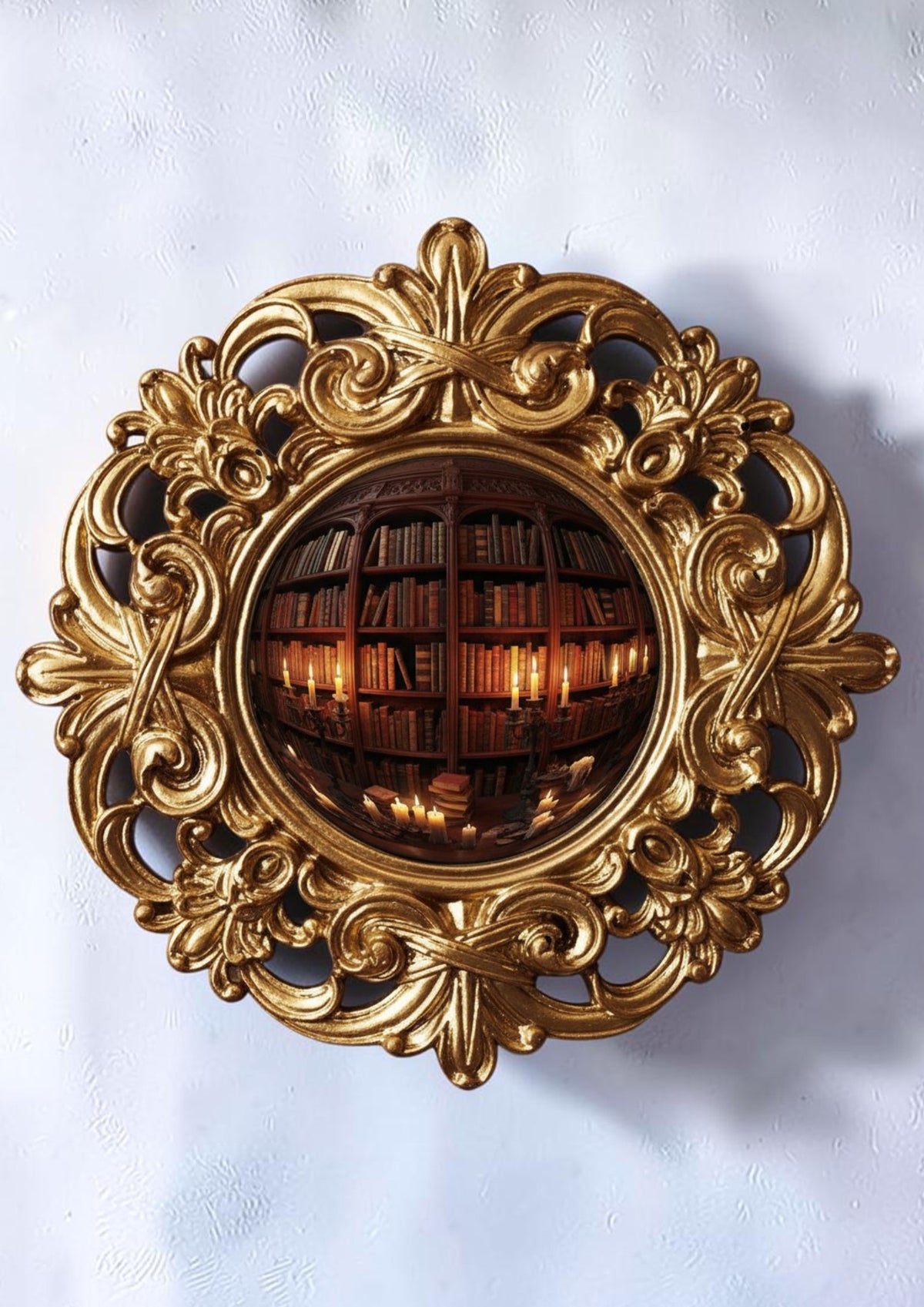 Golden Baroque Witch's Eye Convex Mirror — Handcrafted Antique Wall Decor