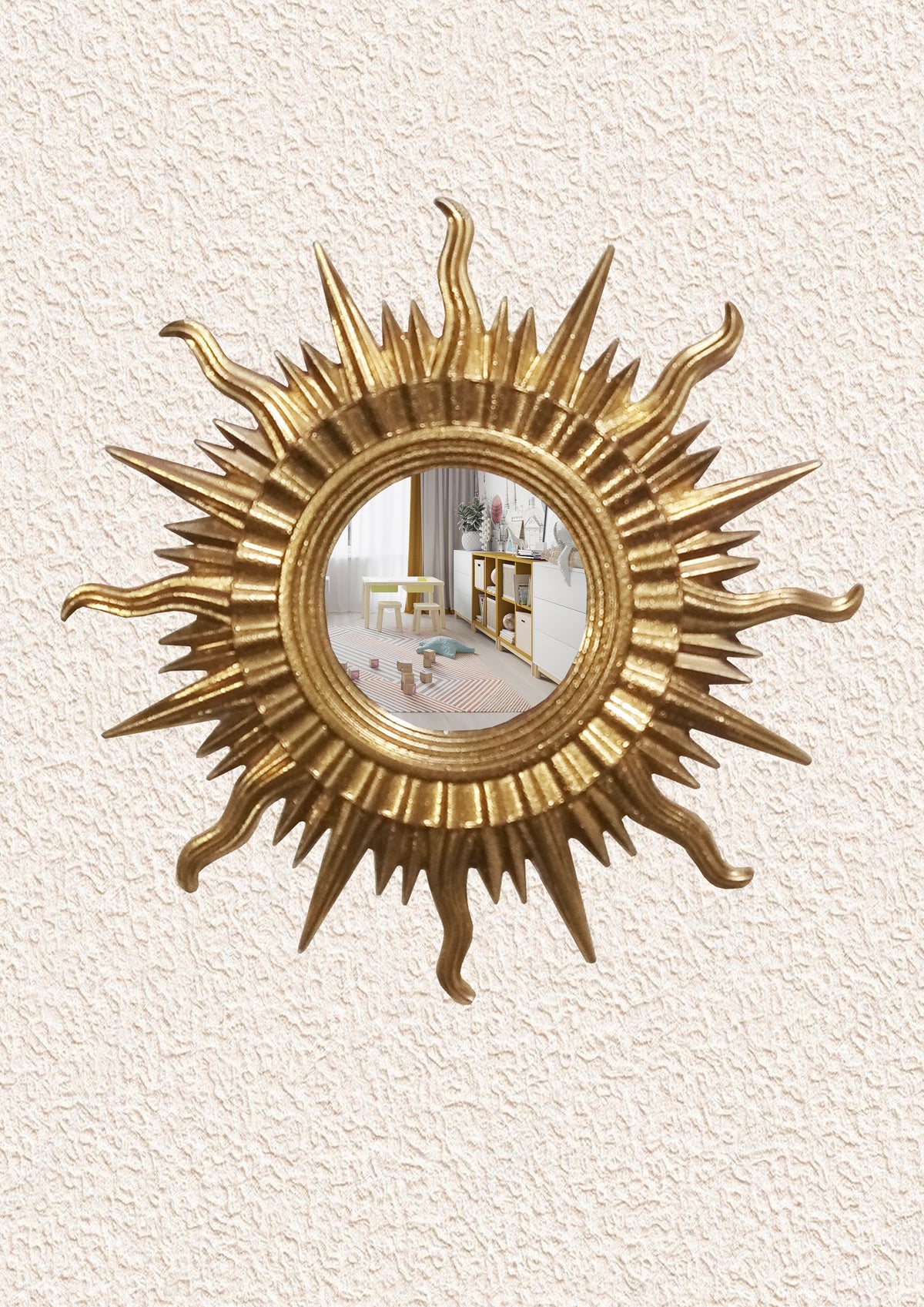 Sun Wall Mirror – Gold Art Deco