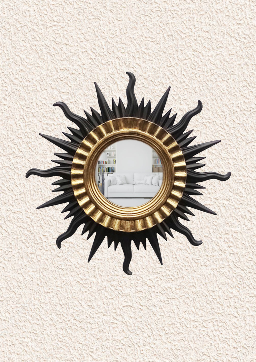 Sun Wall Mirror – Black & Gold