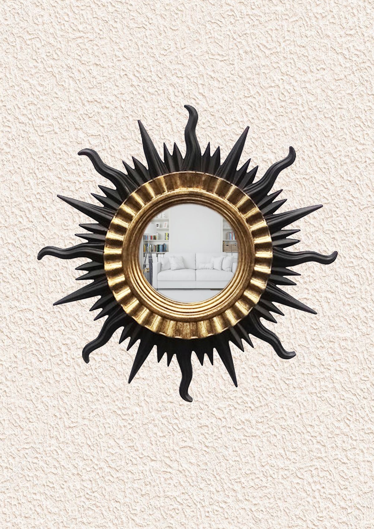 Sun Wall Mirror – Black & Gold