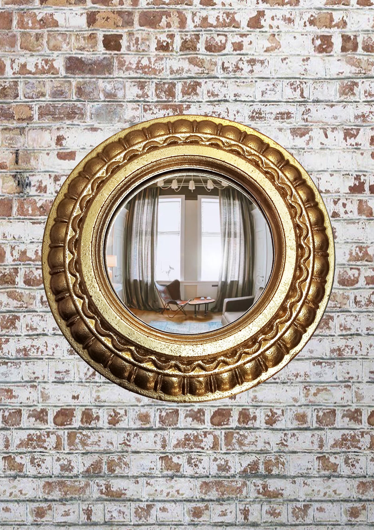 Golden Scalloped Witch's Eye Mirror — Handcrafted Mystical Wall Decor