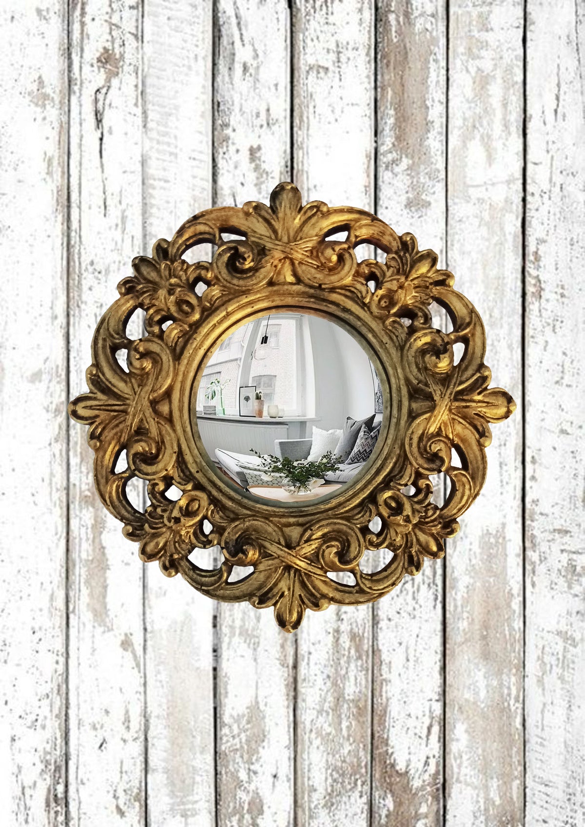 Bronze Baroque Witch's Eye Convex Mirror — Handcrafted Mystical Wall Decor
