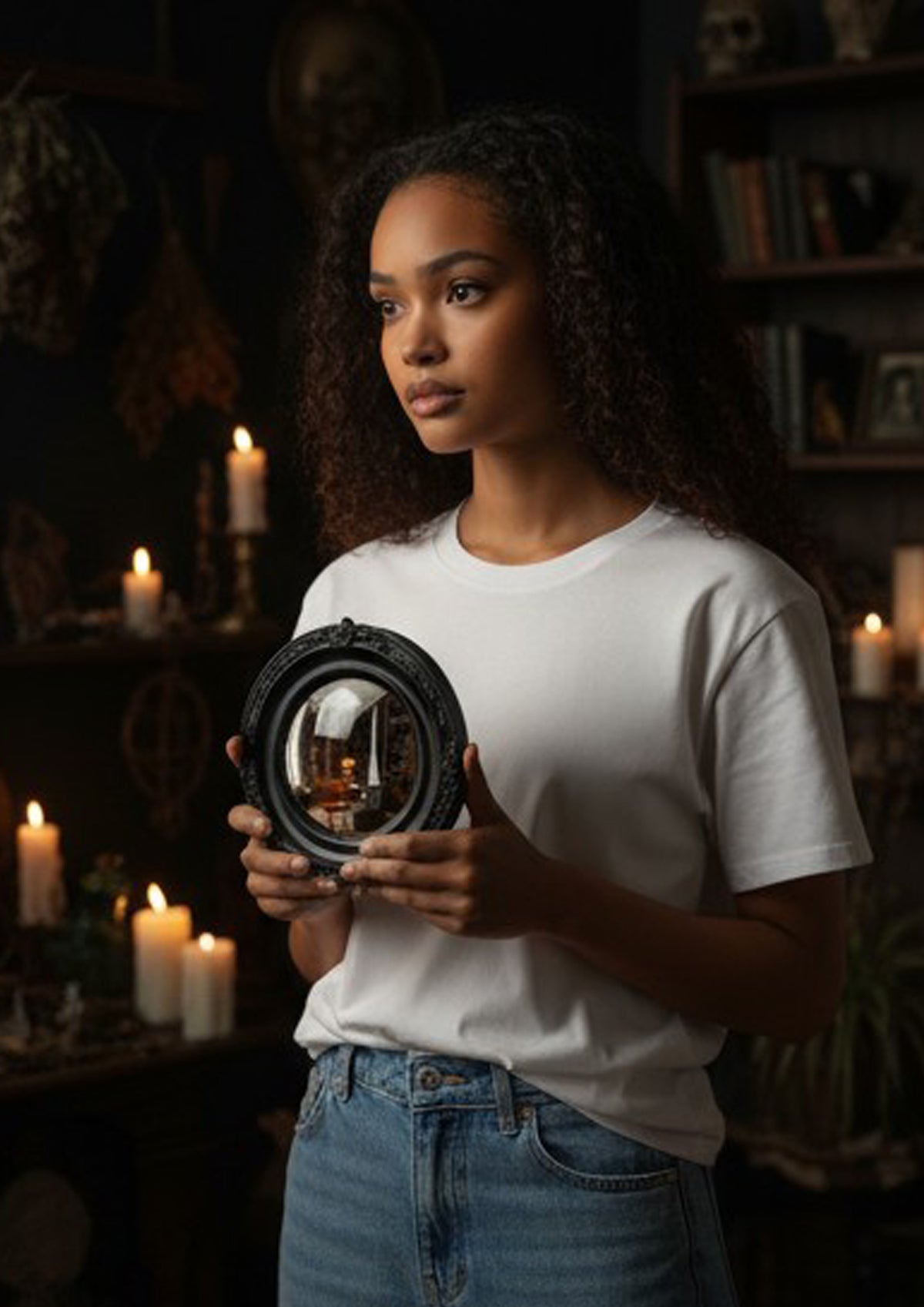Convex Mirror "Witch's Eye" — Mystical Black Gothic Wall Decor