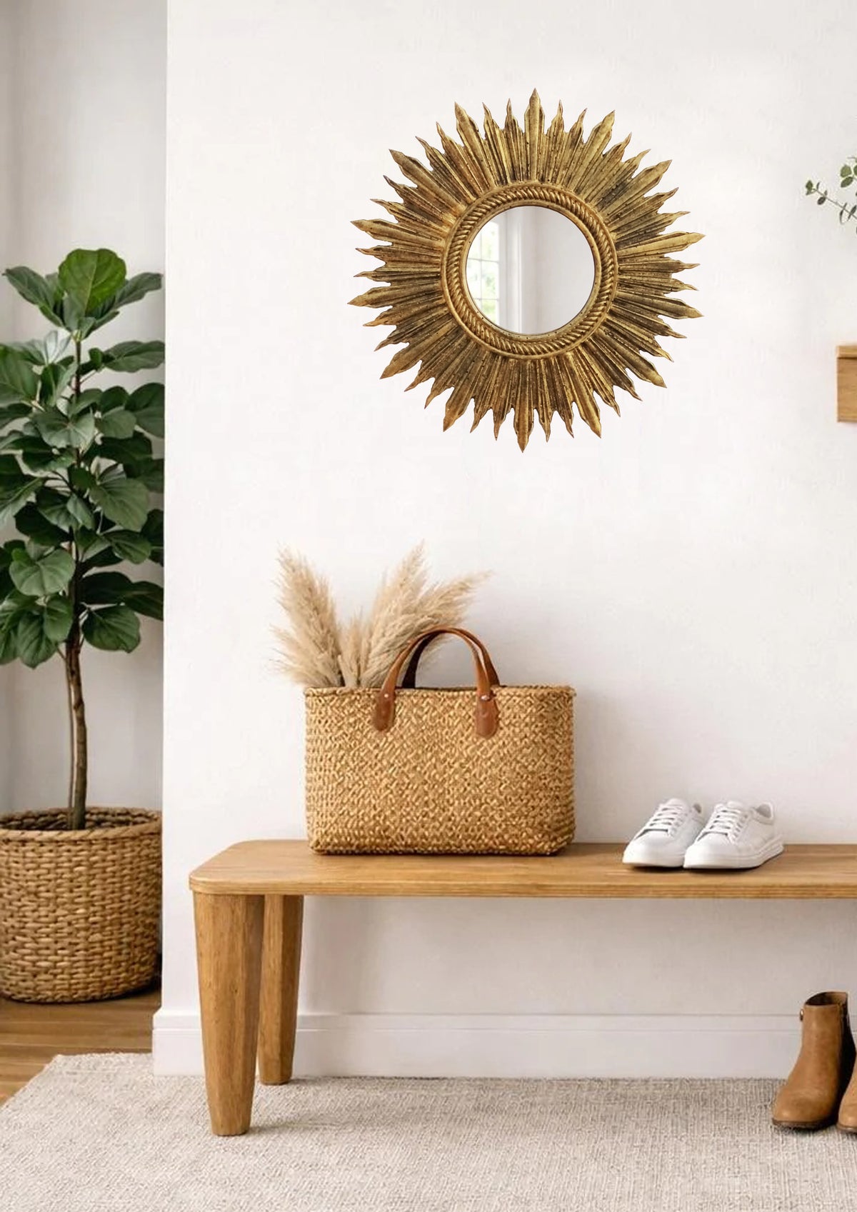 Bronze Sunburst Mirror – Handmade Vintage Wall Décor