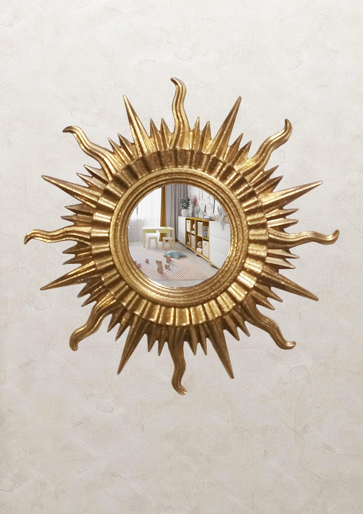 Sun Wall Mirror – Gold Art Deco