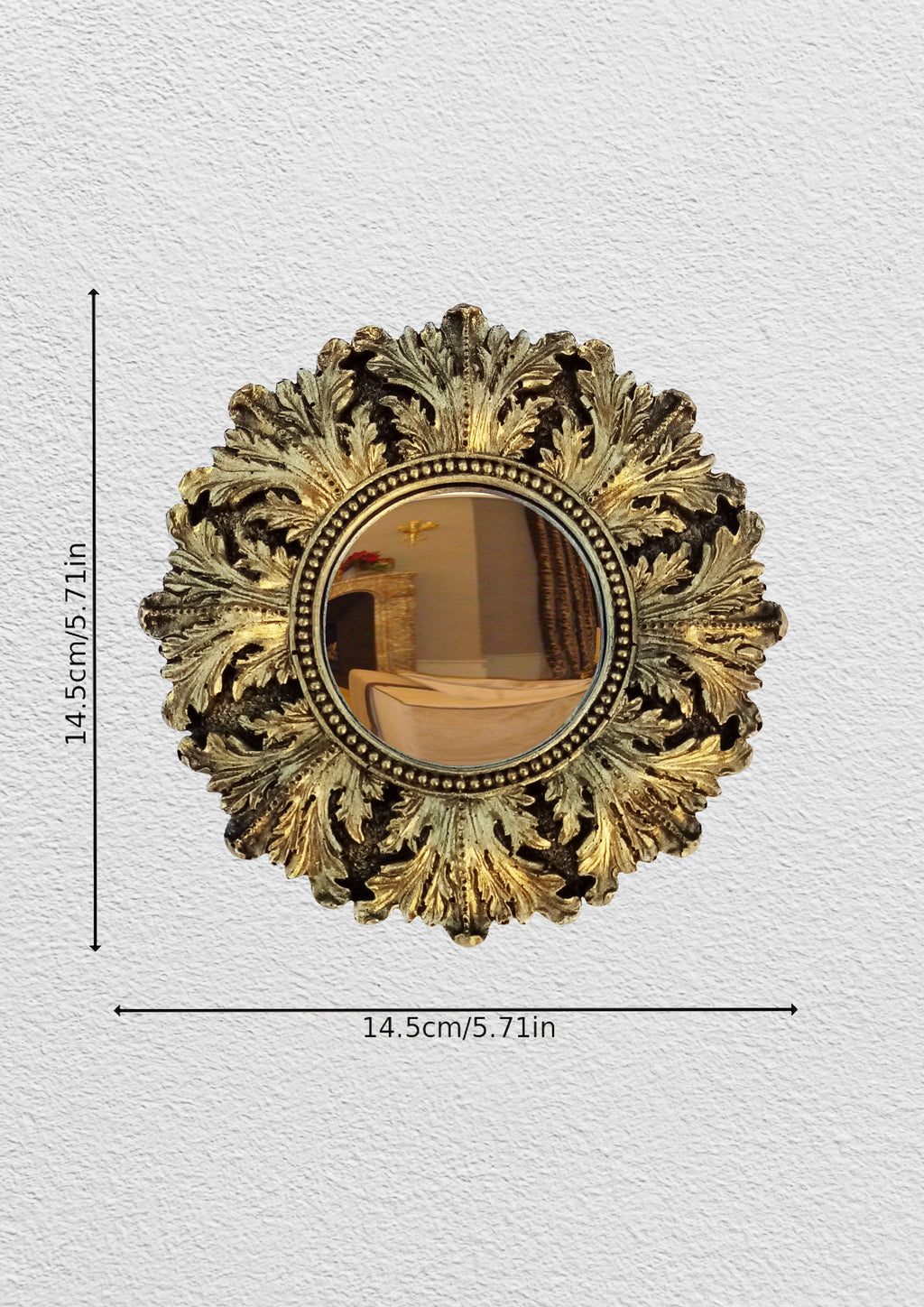 Black & Gold Acanthus Witch's Eye Convex Mirror — Handcrafted Mystical Wall Decor