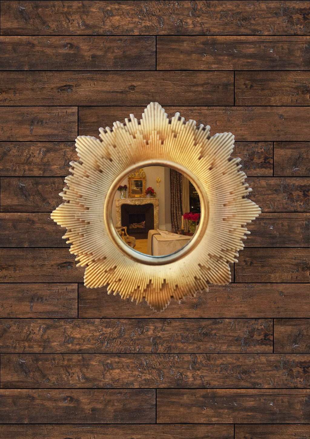 Gold patina sunburst mirror handmade epoxy resin wall décor