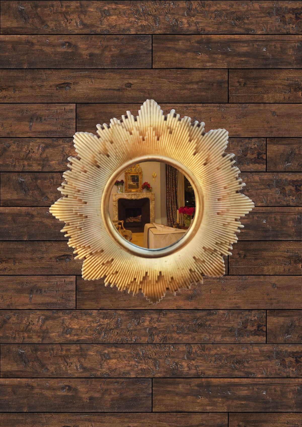 Gold patina sunburst mirror handmade epoxy resin wall décor