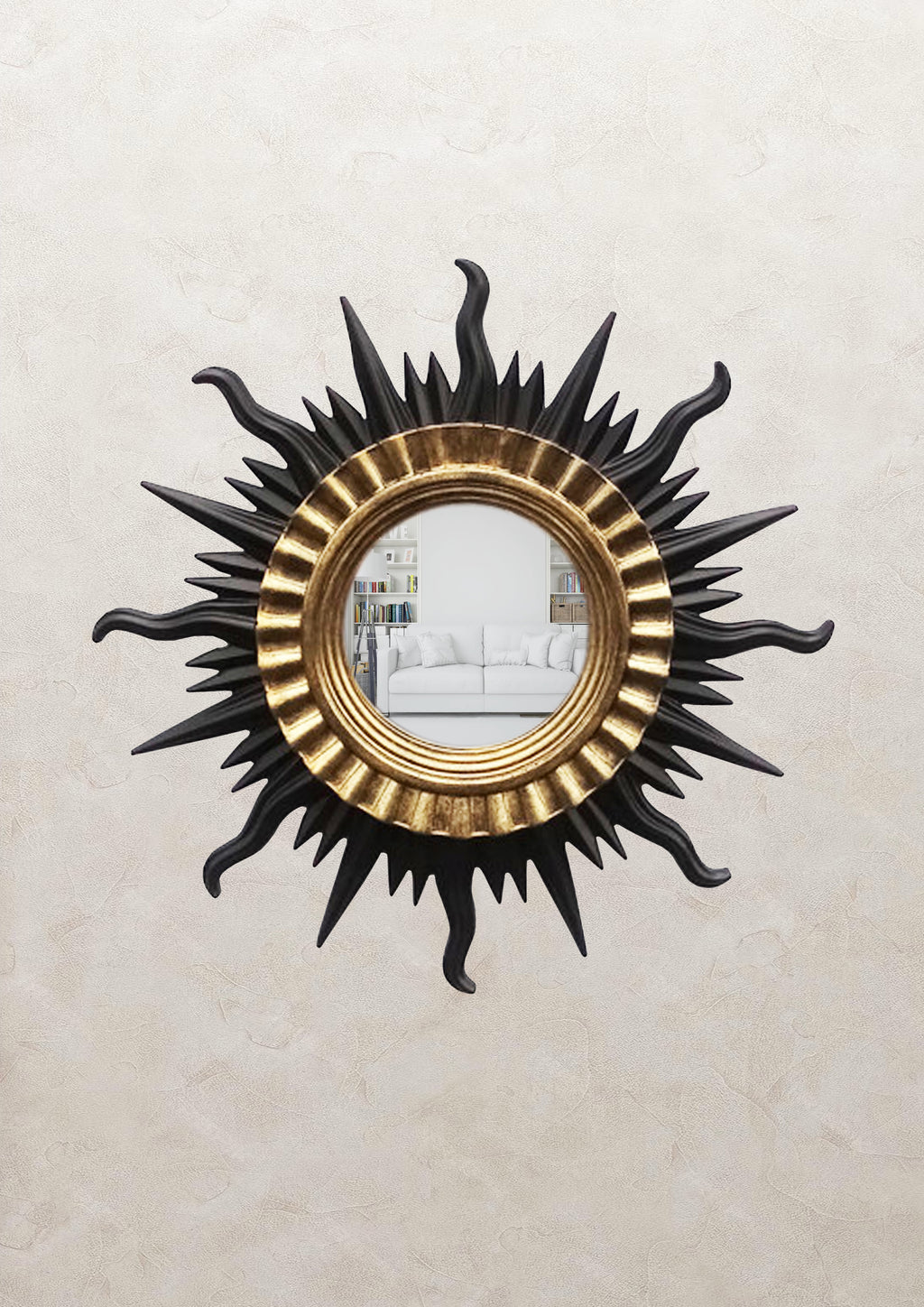 Sun Wall Mirror – Black & Gold