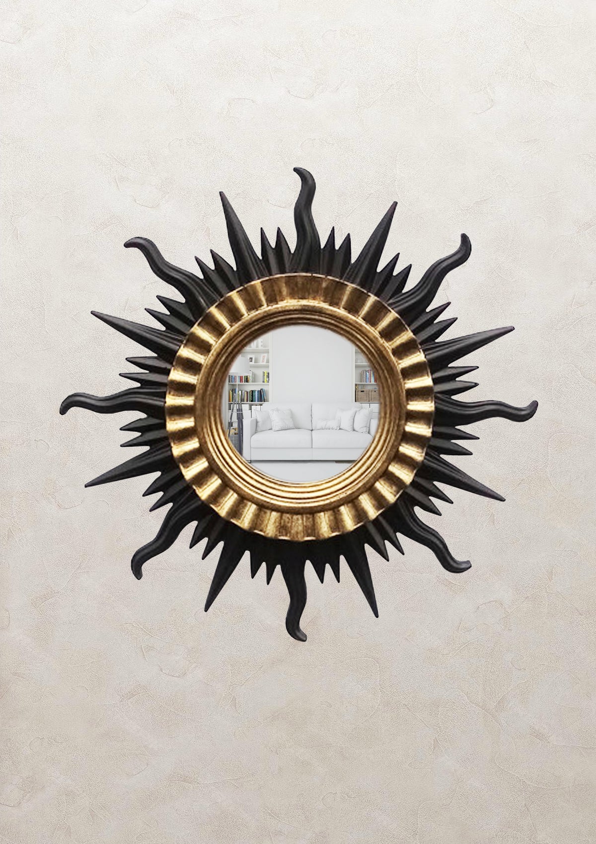 Sun Wall Mirror – Black & Gold