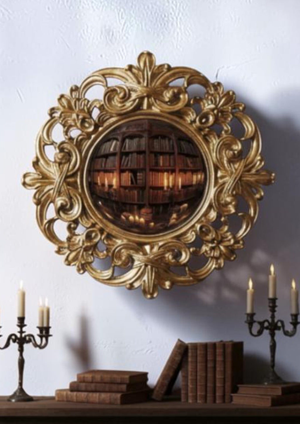 Golden Baroque Witch's Eye Convex Mirror — Handcrafted Antique Wall Decor