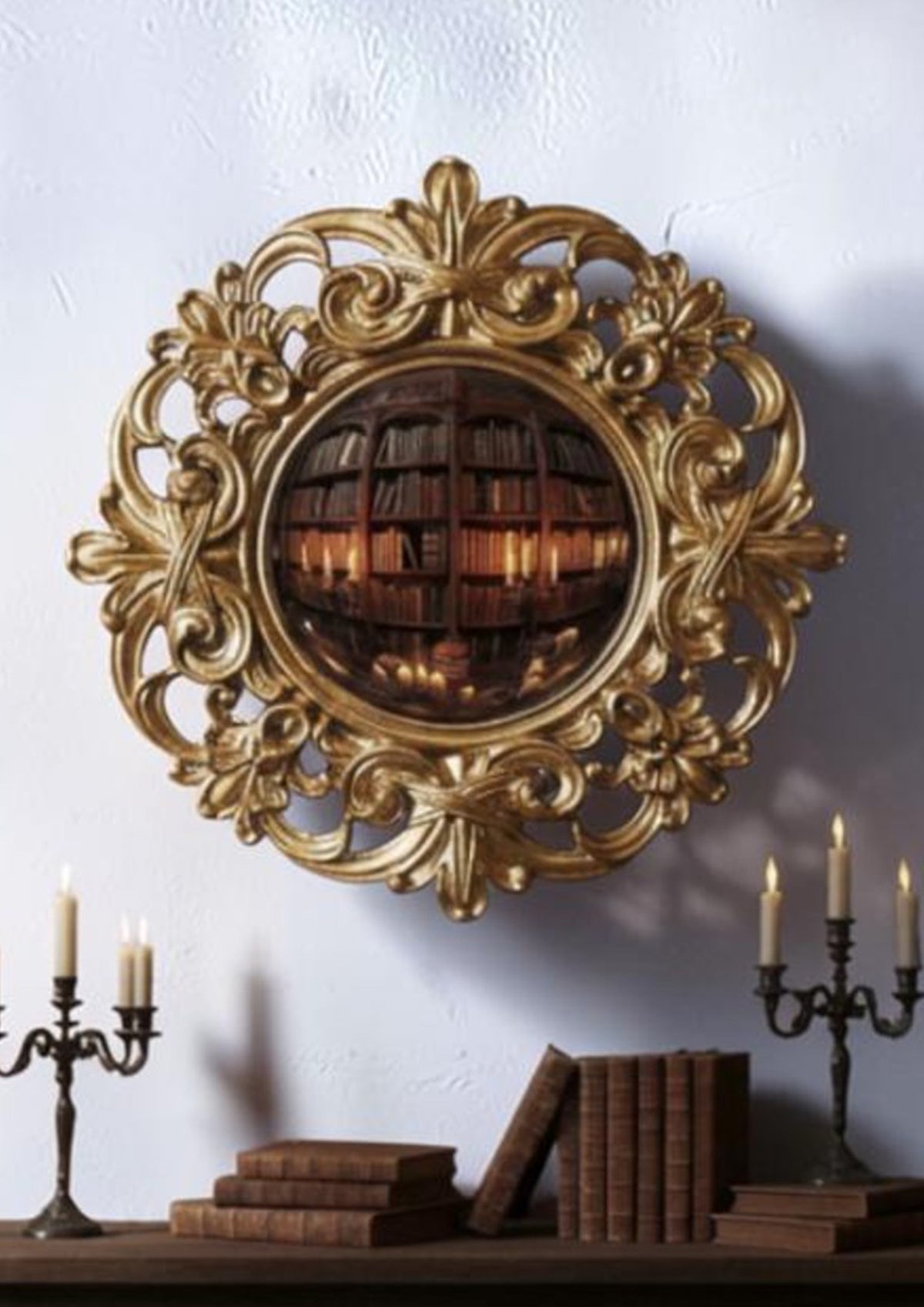 Golden Baroque Witch's Eye Convex Mirror — Handcrafted Antique Wall Decor