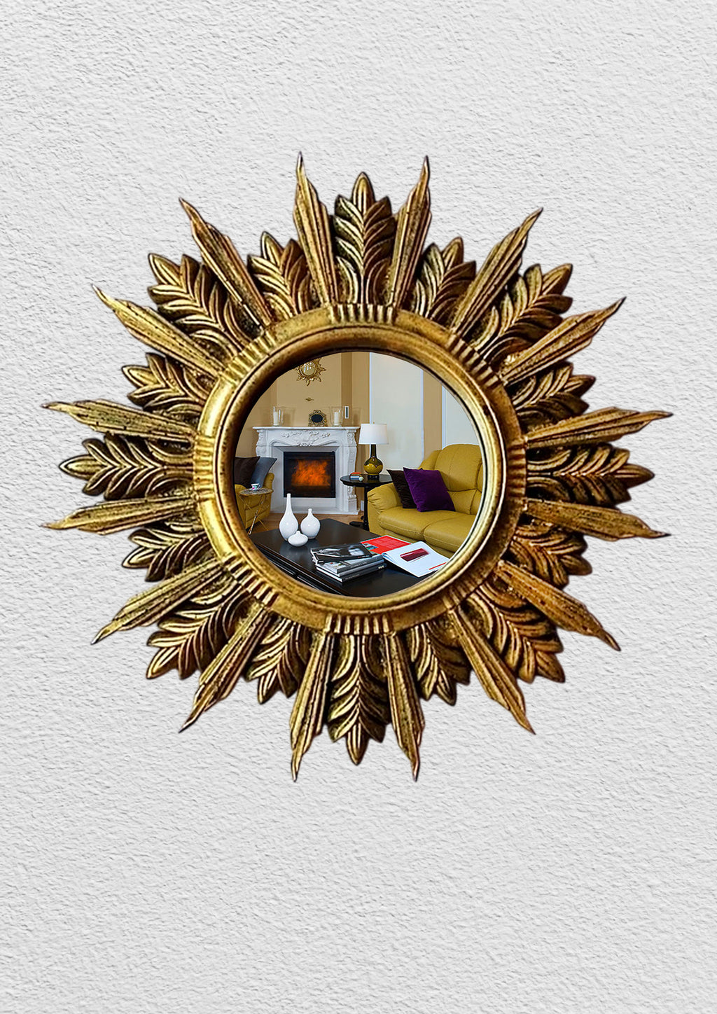 Handmade Sunburst Mirror — Antique Bronze, 27×27 cm