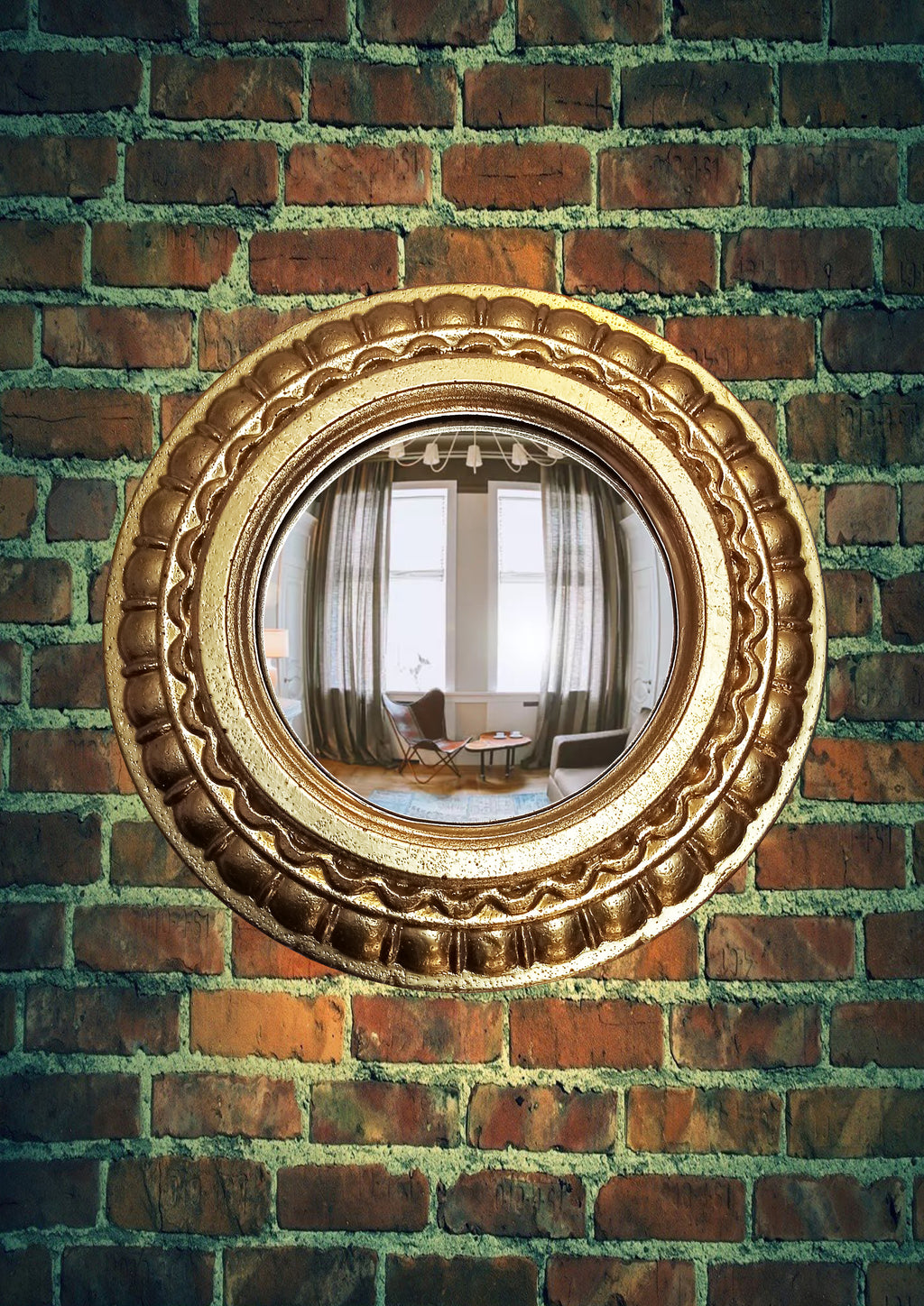 Golden Scalloped Witch's Eye Mirror — Handcrafted Mystical Wall Decor