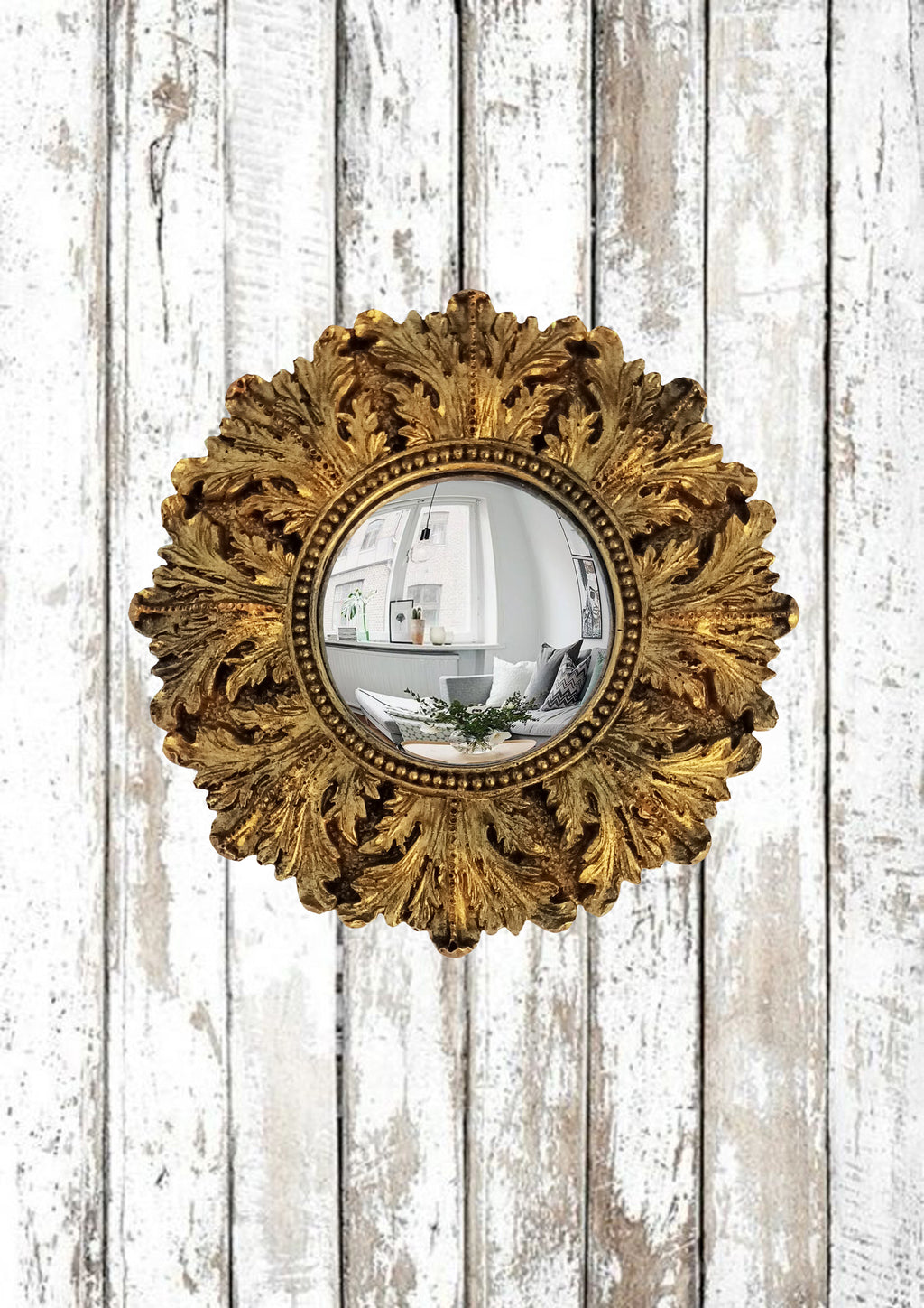 Bronze Acanthus Witch's Eye Convex Mirror — Handcrafted Mystical Wall Decor