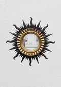 Black and gold sunburst wall mirror handmade resin vintage