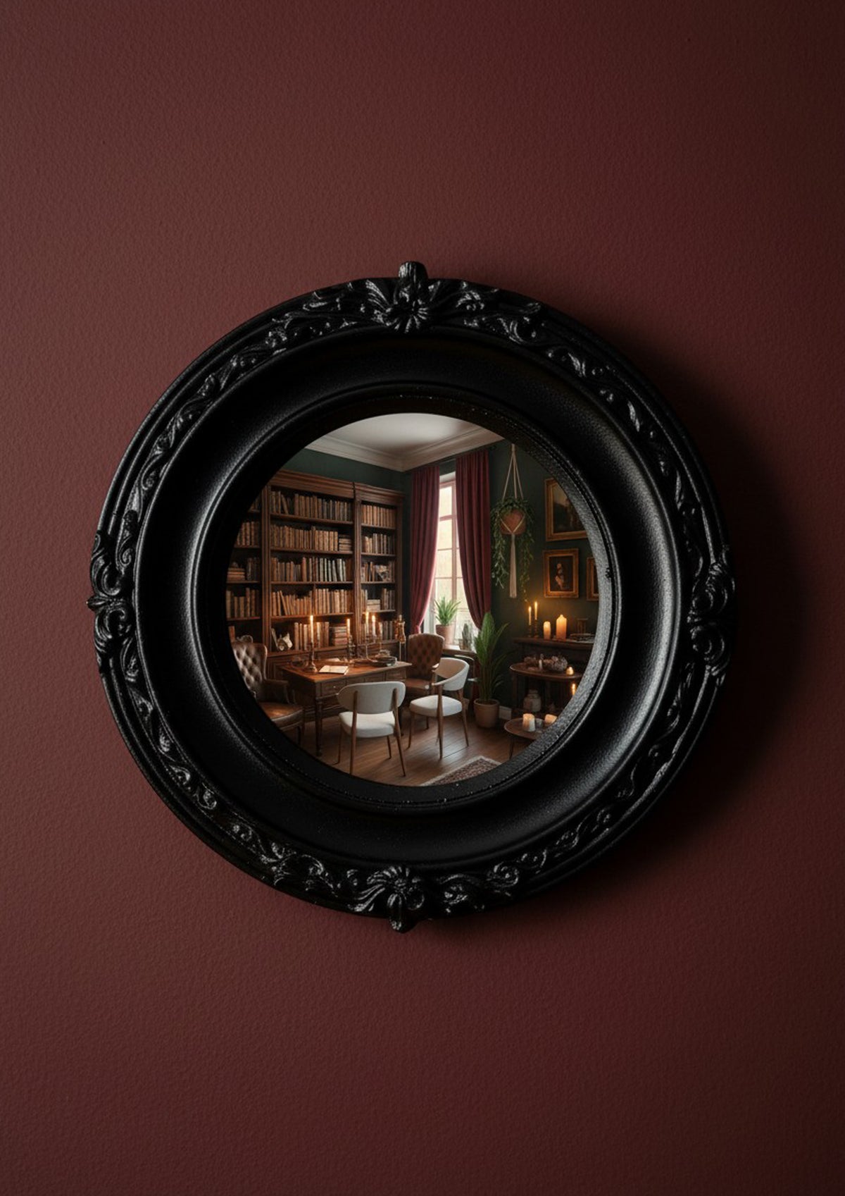 Convex Mirror "Witch's Eye" — Mystical Black Gothic Wall Decor