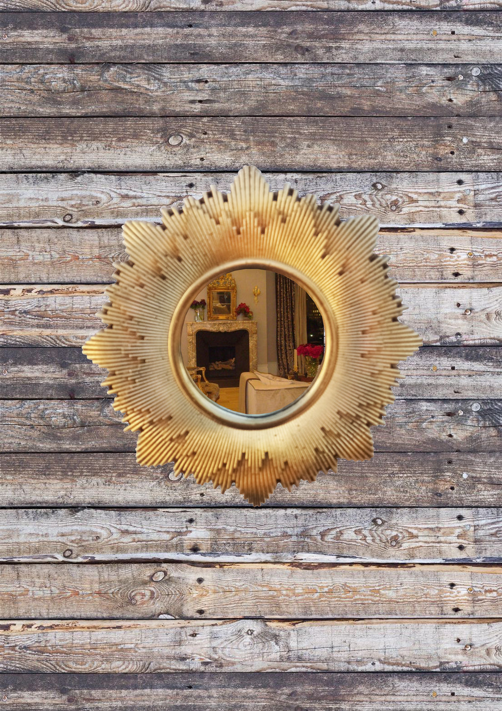 Gold Patina Sunburst Mirror – Handmade Epoxy Resin Wall Décor