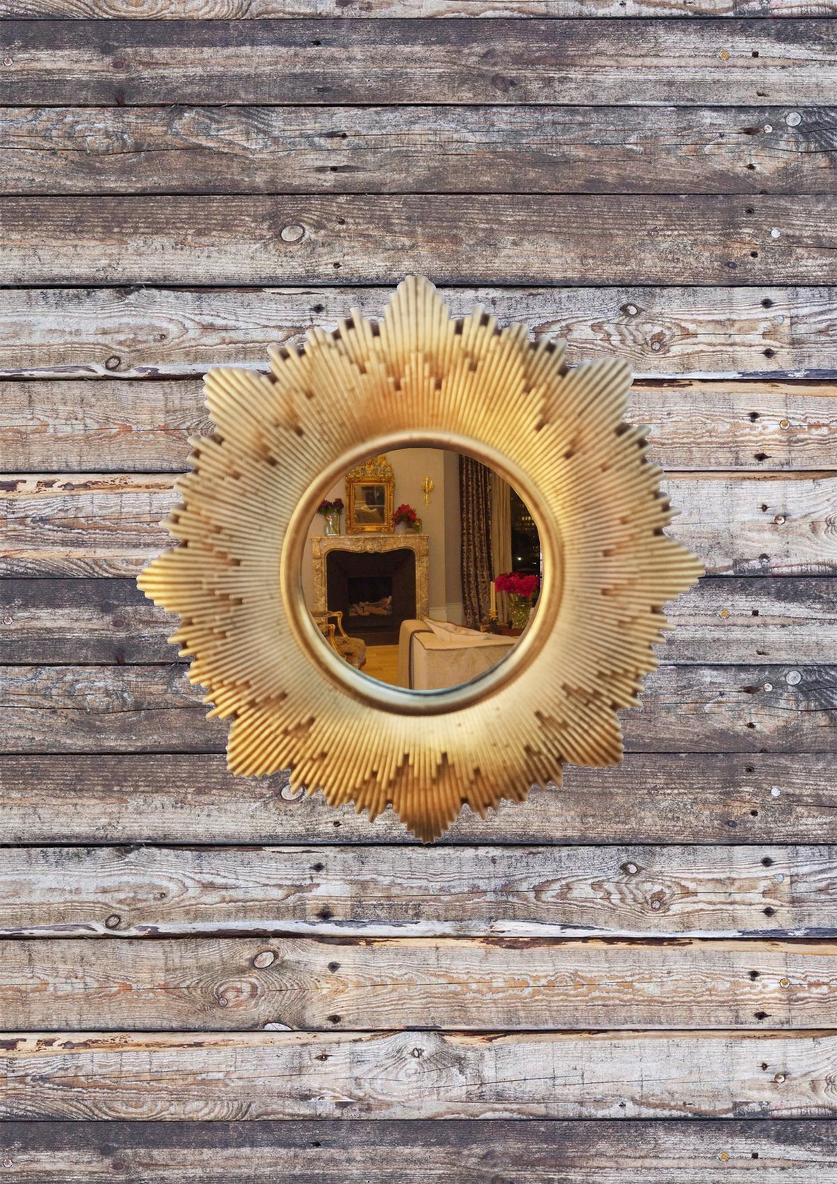 Gold Patina Sunburst Mirror – Handmade Epoxy Resin Wall Décor