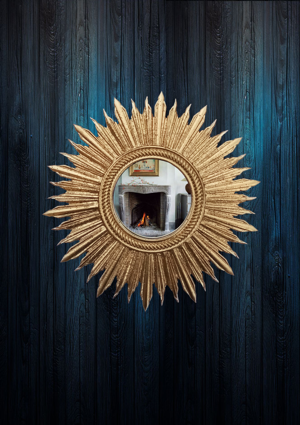 Gold leaf sunburst mirror handmade celestial wall décor