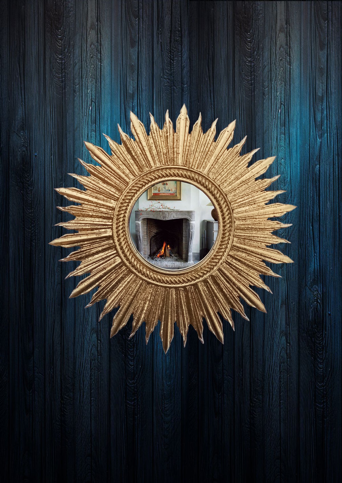 Gold leaf sunburst mirror handmade celestial wall décor