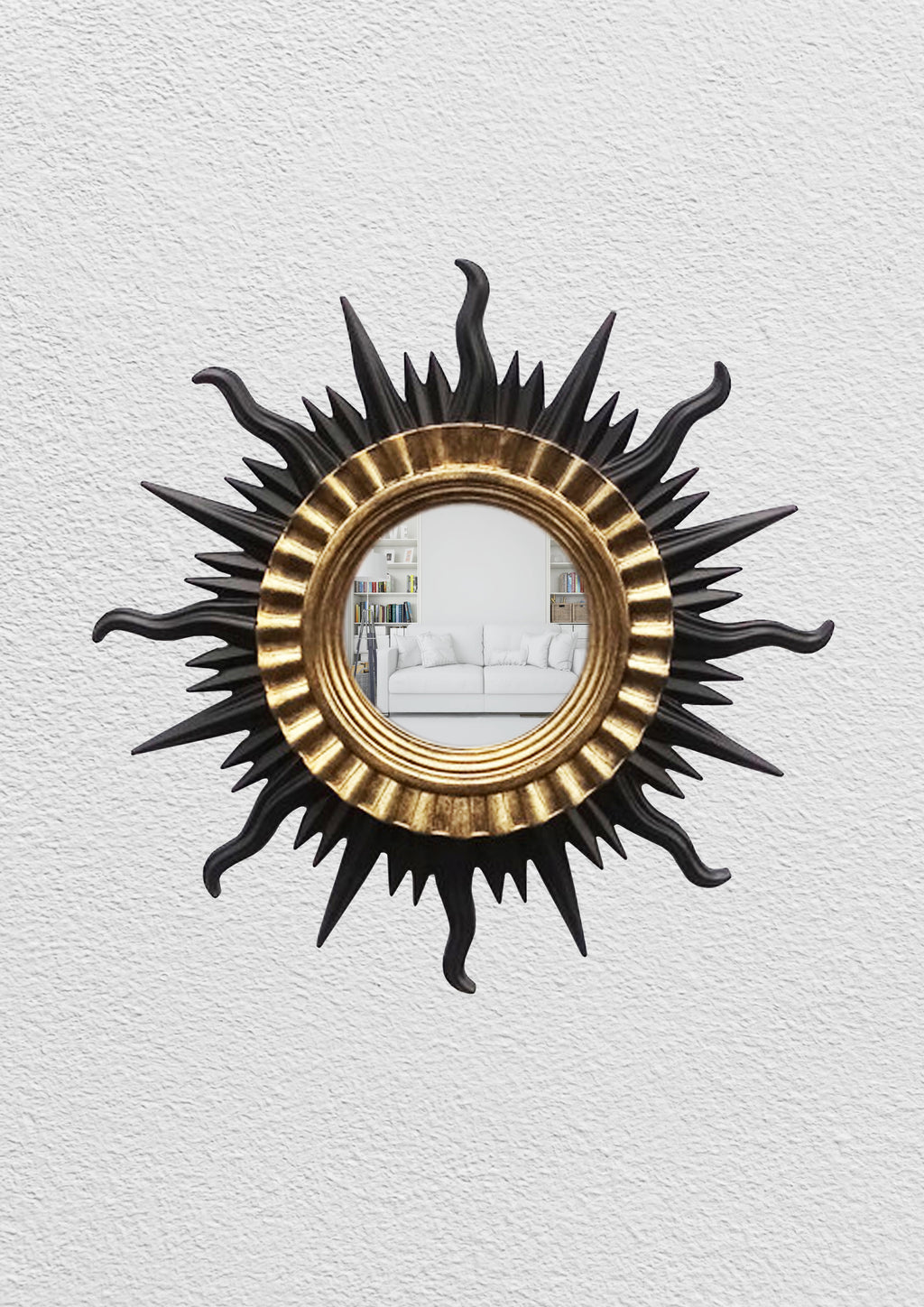 Sun Wall Mirror – Black & Gold